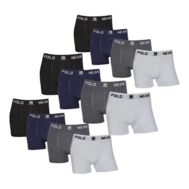 Imagem de Kit 12 cuecas Polo Wear Boxer Básica Sem costura, M