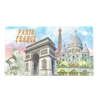Imagem de Ímã de geladeira Paris Torre Eiffel e Arco do Triunfo 3D em metal - yi