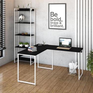 Imagem de Mesa de Escritorio em L Office Dynamica 120cm Est.Branca - Metalig