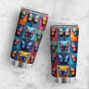 Imagem de Caneca de café Tumbler Oasisdream 600 ml com estampa de borboleta