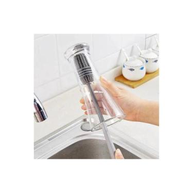 Imagem de Escova de Lavar Mamadeiras Copos Garrafas Jarras Taças Cabo Longo Sili