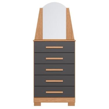 Imagem de Cômoda 5 Gavetas com Espelho Valentina Freijó/Titanium - Albatroz, Fre