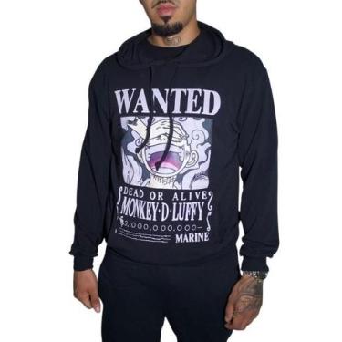 Imagem de Blusa de Moletom Wanted Monkey d Luffy Adulto - Glev.Conceito, G, Pret