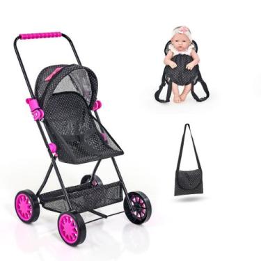 Imagem de Carrinho De Boneca Veneza Baby Sag Menina Reborn Alive, Preto