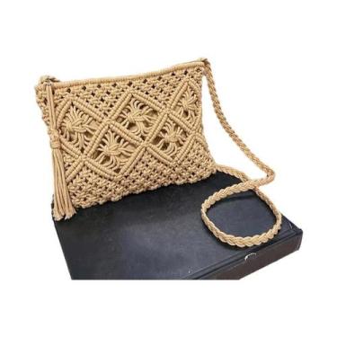 Imagem de Bolsa De Ombro Transversal Feminina De Verão Em Palha Com Borlas Vazad