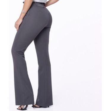 Imagem de Calça Flare De Alfaiataria Cinza Essencial - MULHER BRASIL, Liso, Cinz
