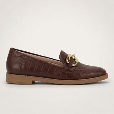 Imagem de Sapato Loafer Beira Rio Croco Marrom, Chocolate, 36
