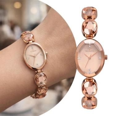 Imagem de Relógio Feminino Analógico de Pulso Rosé com Caixa e Pulseira em Aço I