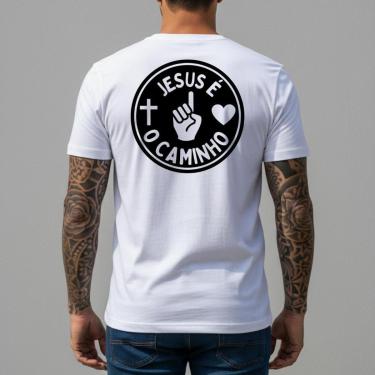 Imagem de Camiseta Masculina Branca Algodão Premium Estampa Camisa Básica Personalizada Fabricação Própria-Masculino