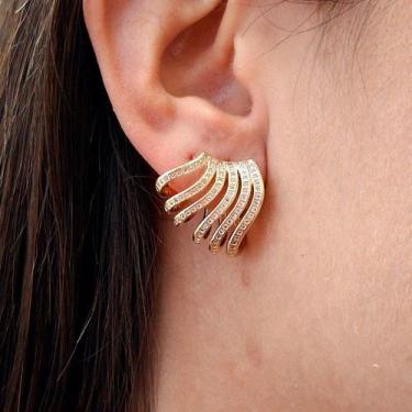 Imagem de Brinco Zirconia Folheado A Ouro - FAMA FOLHEADOS