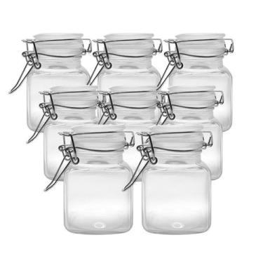 Imagem de Kit 8 Pote Hermético De Vidro C/ Trava Silicone E Vedação 100ml - INGA