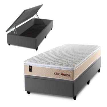 Imagem de Cama Box Baú Alford 96x203 com Molas Ensacadas King House