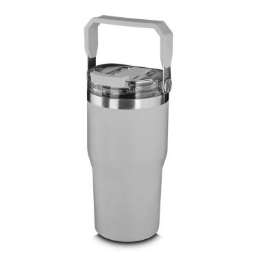Imagem de Garrafa Copo Térmico Parede Dupla Em Aço Inox Cinza 650ml
