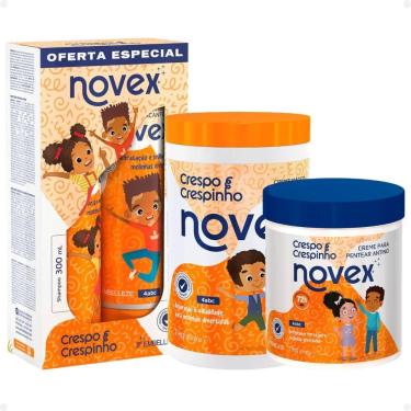 Imagem de Kit Novex Crespo e Crespinho 4abc: Shampoo e Tratamento Condicionante 300ml + Creme De Tratamento e Creme para Pentear 1kg