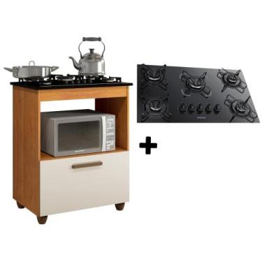 Imagem de Kit Balcão Cooktop Turim com Fogão Cooktop 5 Bocas - Chamalux, Natura,