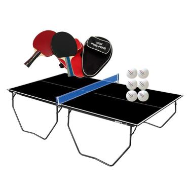 Imagem de MESA PING PONG PRETA 1087 KLOPF + 2 Kits c/ Estojos