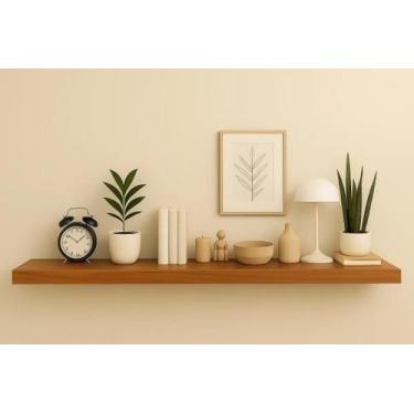 Imagem de Prateleira Mdf 160x20 Moderna Suporte Parede Invisivel 30mm Cor:Freijó