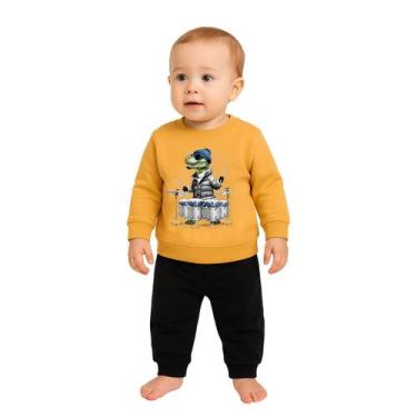 Imagem de Conjunto Moletom Com Punhos Infantil Menino Estampado Kyly, 3, Mostard