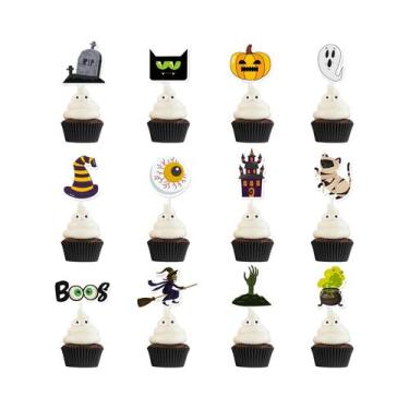 Imagem de Toppers De Cupcake De Halloween Em Formato De Lápide E Cemitério, 12 P