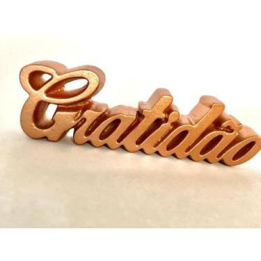 Imagem de Enfeite Decorativo P GRATIDÃO Resina Rosé 12,5x5x1,5cm - YouBai