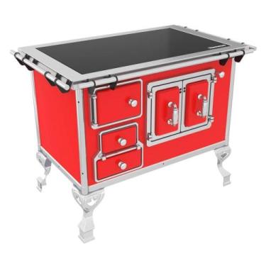 Imagem de Fogão A Lenha Venâncio Tradicional Nº2 Vitroceramico Vermelho Saída Di