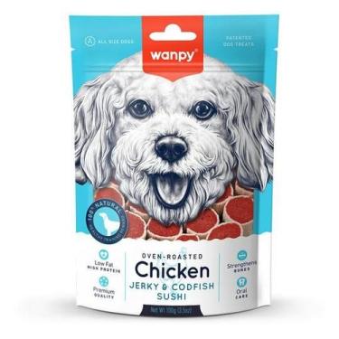 Imagem de Petisco para cachorro Wanpy Sushi Frango e Bacalhau 100g