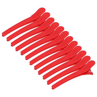 Imagem de Grampos de cabelo para pentear, vermelho, 12 peças, grampos de cabelo com bico de pato para mulheres, para salão de beleza, acessórios DIY para corte de cabelo, Vermelho, 1 count (Pack of 1)