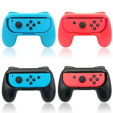 Imagem de FYOUNG Hand Grips for Switch and Switch OLED JoyCons, Hand Grips Controllers for Switch Joy Con and Switch OLED Model 2021（4 Pack） (Black-Blue-Red)