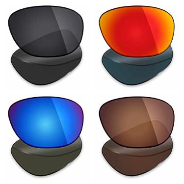 Imagem de 4 pares de lentes polarizadas de substituição Mryok para óculos de sol Oakley She 's Unstoppable – Stealth preto/vermelho fogo/azul gelo/bronze marrom