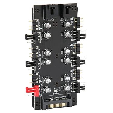 Imagem de Cubo divisor de 6 vias, ventilador de 4 pinos PWM simples fiação menos interferência hubs extensor controle centralizado com cabo de conexão para equipamentos de iluminação (interface SATA)