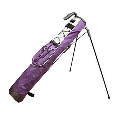 Imagem de Yajun Bolsa leve para suporte de golfe pode conter 5 a 6 tacos, material de nylon, impermeável, masculina, feminina, esportiva, portátil, pacote de golfe, roxo