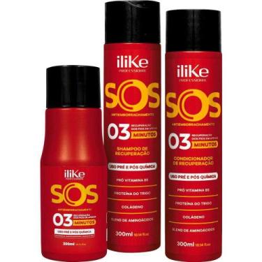 Imagem de Kit Shampoo, Condicionador E Mascara Sos Ilike 300 Ml - Ilike Professi
