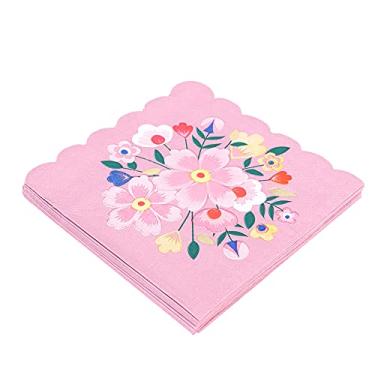 Imagem de papel de seda de embrulho,8 pe?as descart¨¢veis ??guardanapo papel de seda, guardanapos de papel padr?o de flor rosa para festa do ch¨¢, anivers¨¢rio, 9,7 x 9,7 polegadas, Guardanapo de papel guard