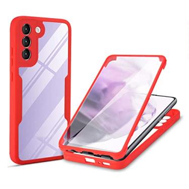 Imagem de Capa transparente para Samsung Galaxy S22/S22 Plus/S22 Ultra, protetor de tela embutido antiarranhões Capa para celular macia TPU+PC à prova de choque, vermelha, S22 Ultra 17,8 cm