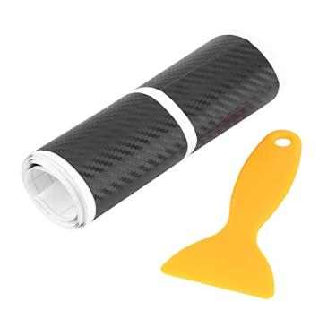 Imagem de Adesivo anti-riscos para porta de carro de fibra de carbono preto, adesivos de decoração anti-Kickcar com raspador pequeno