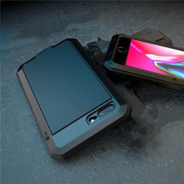 Imagem de Armadura à prova de choque Metal Alumínio Capa de telefone para iPhone 11 Pro XS MAX XR X 7 8 6 6S Plus 5S 5 SE 2020 Capa protetora completa, preta, para iPhone 14Pro Max