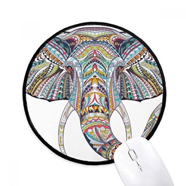 Imagem de DIYthinker Tapete de mouse design de elefante colorido estilo mosaico desktop escritório tapete redondo para computador