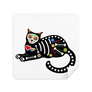 Imagem de Óculos de limpeza de tela Sit Black Cat Bone Heart Halloween Terror Atmosphere, tecido de camurça, pacote com 2