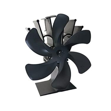 Imagem de SagaSave Ventilador de fogão a lenha de 6 lâminas ventilador de lareira ventilador de forno de madeira alimentado por calor para interior casa escritório em casa, velocidade 800-1100 rpm, preto