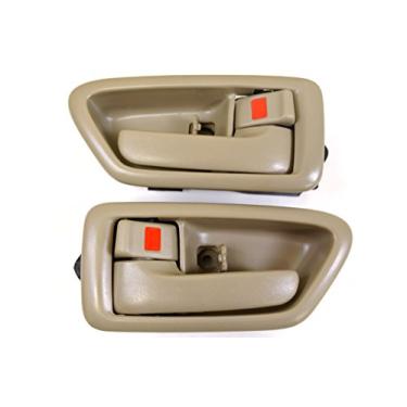 Imagem de PT Auto Warehouse TO-2562E-DS - Maçaneta interna interna da porta/guarnição, bege/caramelo - Par esquerdo/direito