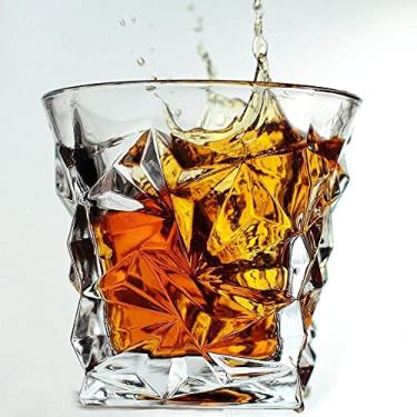 Imagem de Copos de uísque Diamond - Conjunto de 4 - da Vaci + 4 porta-copos para bebidas, Bourbon feito de cristal, copo escocês ou licor, presente para homens e mulheres