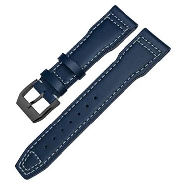 Imagem de AEMALL Pulseira de couro genuíno para IWC Mark XVIII Le Petit Prince Pilot's Watch 20mm 21mm 22mm Pulseira de couro (cor: azul branco preto, tamanho: 22mm)