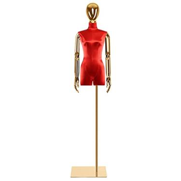 Imagem de Female Mannequin Torso Manequim manequim de alfaiate manequim feminino torso corpo tripé ajustável suporte de exibição de roupas e joias ajustável em altura (Color : Red-1, Size : Style 2)