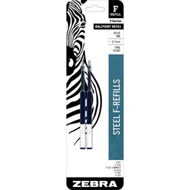 Imagem de Zebra Pen F-Series Refil de caneta esferográfica de aço inoxidável, ponta fina, 0,7 mm, tinta azul, 2 unidades