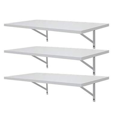 Imagem de Kit 3 Prateleiras 90 x 30cm Branca Com Mão Francesa