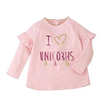 Imagem de Camiseta Mud Pie I Love Unicorns rosa com glitter (média)