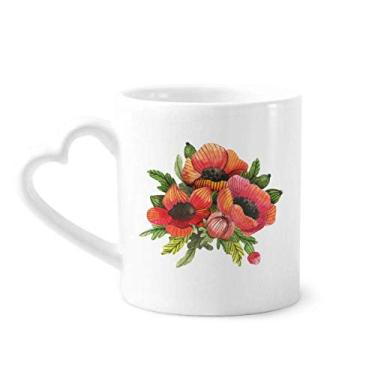 Imagem de Caneca de café de cerâmica com pintura de plantas de milho copo de coração de vidro