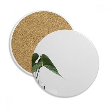 Imagem de Caneca de porta-copos Simpol Green Leaf Plant Nature Photo Porta-copos Caneca de proteção de mesa Pedra absorvente
