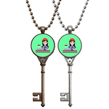 Imagem de OFFbb-USA Service Cashier Supermarket Checkout Chaveiro Colar Pingente Joias Decoração de Casal