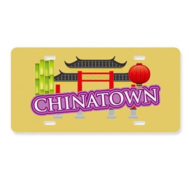 Imagem de DIYthinker Lanterna de bambu roxa China Town placa de carro decoração de aço inoxidável acessório